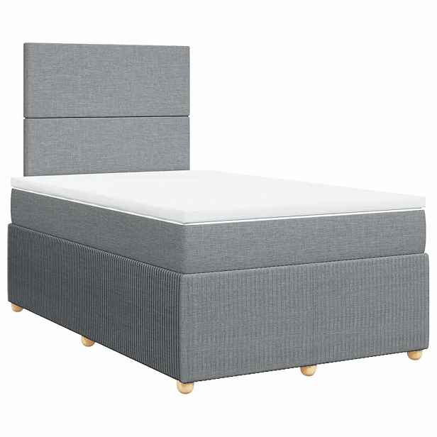 vidaXL Box spring postel s matrací světle šedá 120 x 200 cm textil