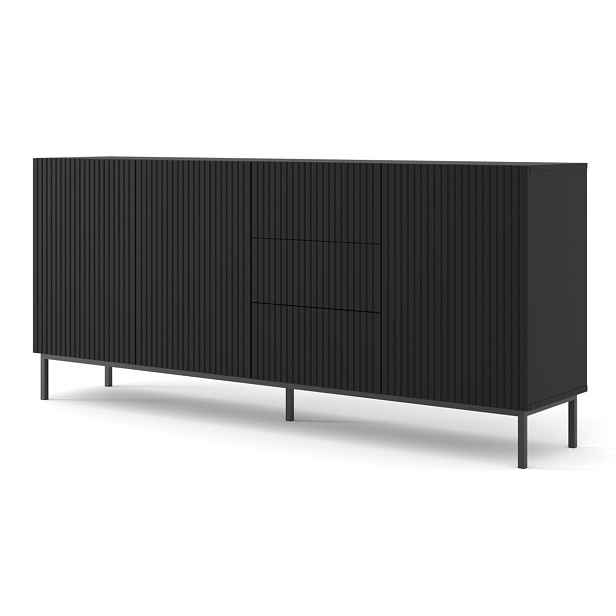 ARTBm Komoda RAVENNA B 3D3S 200 | černá matná Provedení: Černý mat / černá podnož