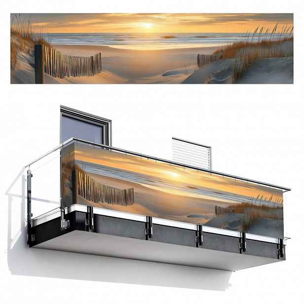 MuchoWow BALKONOVÁ ZÁSTĚNA Pláž - duny - západ slunce 500x120 cm