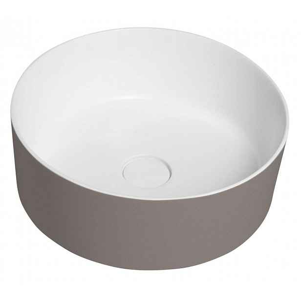 Sapho Thin - Umyvadlo na desku, průměr 38 cm, bez přepadu, bez otvoru pro baterii, matná bílá/agila WN548-43
