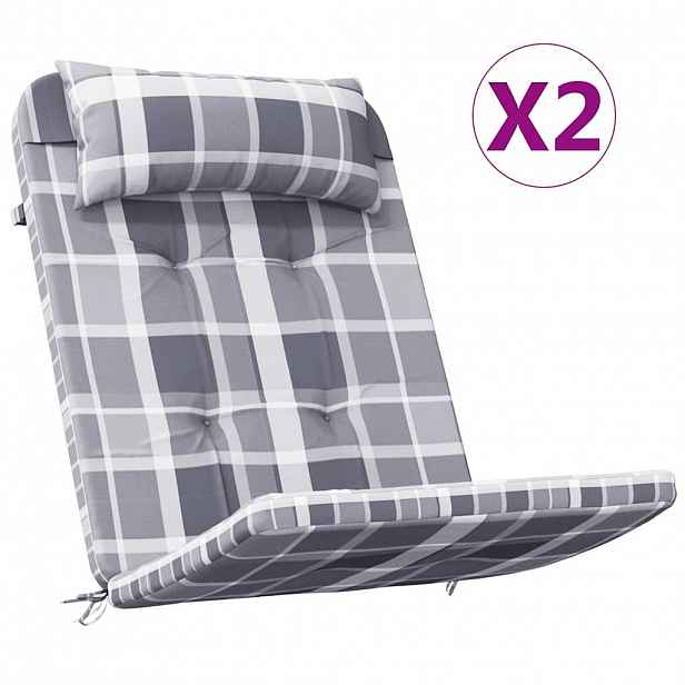 vidaXL Podušky na židli Adirondack 2 ks šedé kárované oxfordská látka