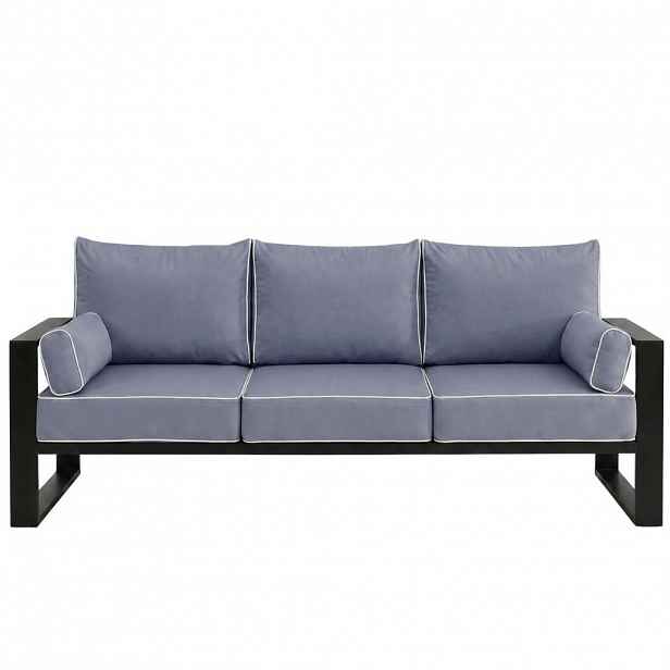 Beautysofa RELAXAČNÍ pohovka Verdino 3místná s kovovým rámem 215 cm, modrošedý