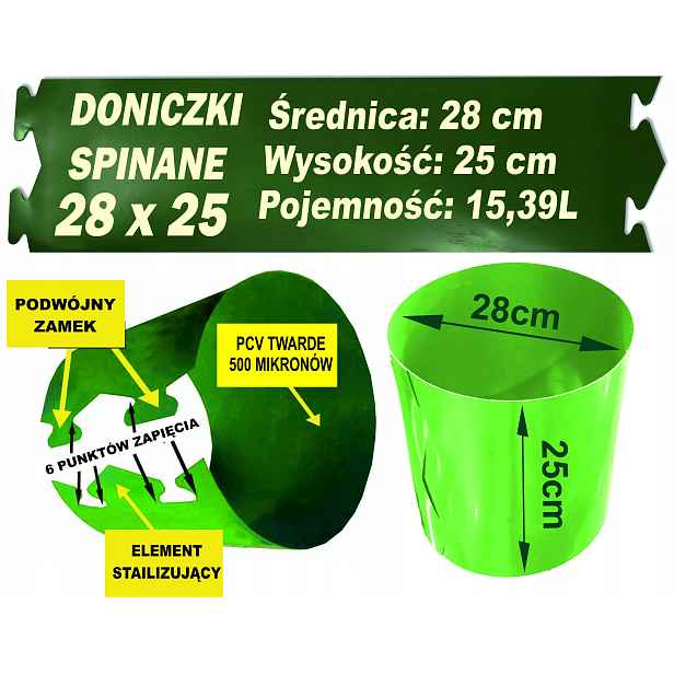 Květináče Cylindry Spínací kroužky Pevné a odolné 28x25 7 ks