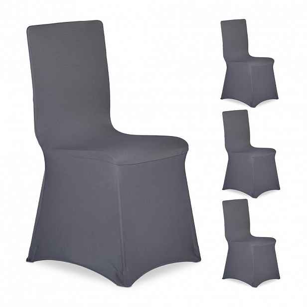 Relaxdays NÁVLEKY Antracit 4ks-set na židle Polyester Elastan