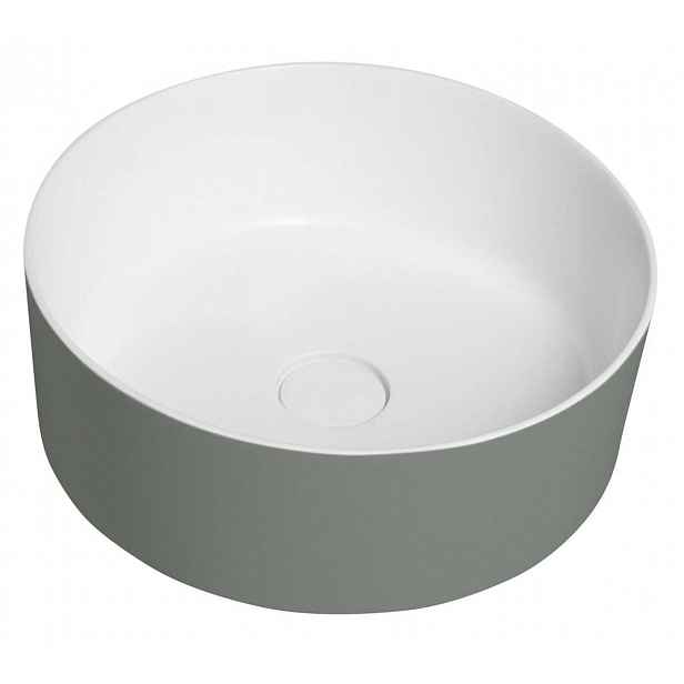 Sapho Thin - Umyvadlo na desku, průměr 38 cm, bez přepadu, bez otvoru pro baterii, matná bílá/verde WN548-44