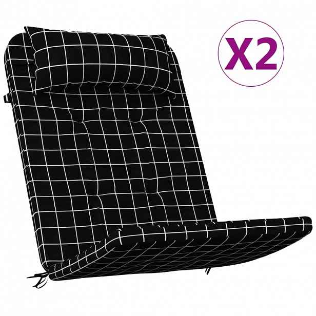 vidaXL Podušky na židli Adirondack 2 ks černé kárované oxfordská látka
