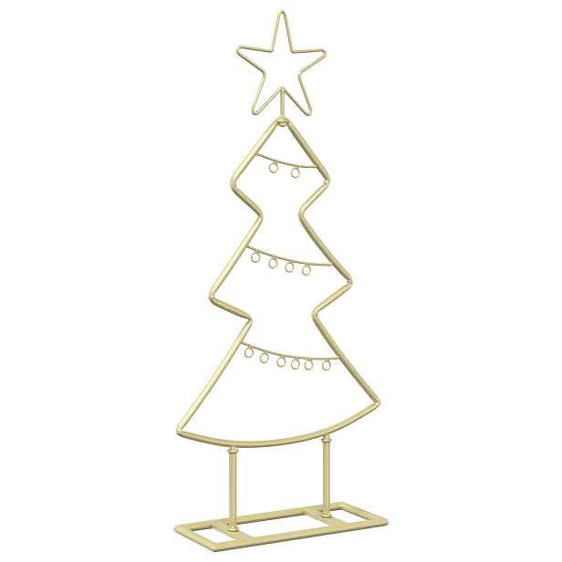 vidaXL Kovový vánoční stromek se stojanem KUOPIO 60 cm Ocel Zlatá