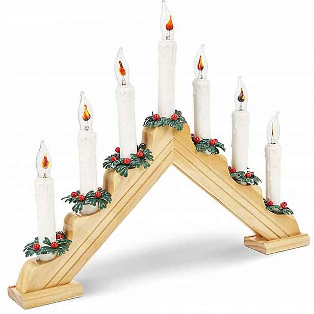 7 Led Vánoční Adventní Svícen Dřevěné Svíčky Lampičky Svíčka Elektřina
