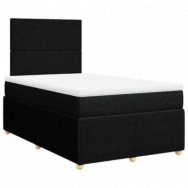 vidaXL Box spring postel s matrací černá 120x200 cm textil