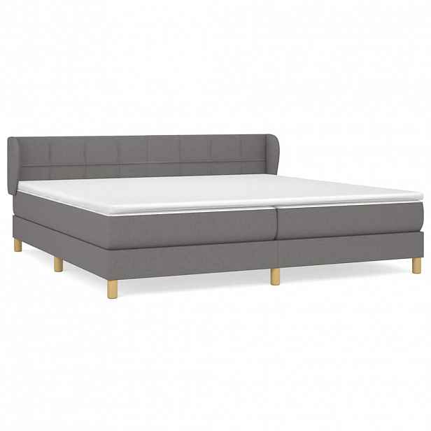 vidaXL Box spring postel s matrací tmavě šedá 200x200 cm textil
