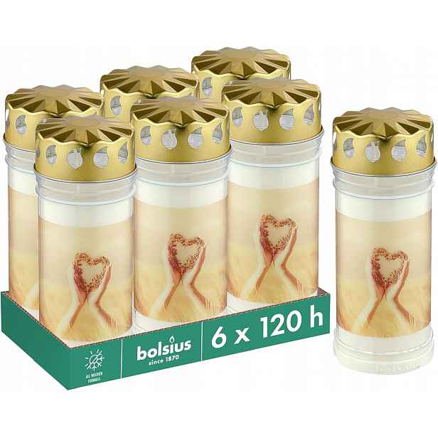 Bolsius Hřbitovní Svíčka 6 ks 120h čisté hoření bez palmového oleje