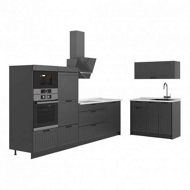 Vicco KUCHYNĚ Fame-Line, Tmavě šedá/Antracit, 380 cm, PD Mramor