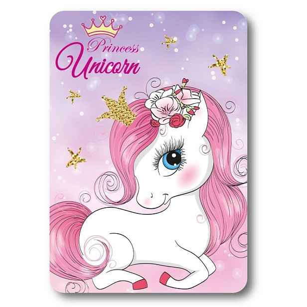 Faro Dětská fleecová deka Polar Princess Unicorn 100x140 cm růžová
