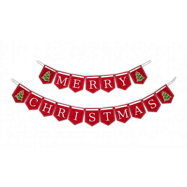 Girlanda Merry Christmas vánoční stromek 126 cm Výšivka
