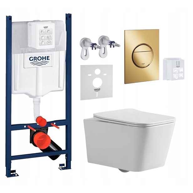 Grohe podomítková nádržka se zlatým tlačítkem a mísou Wc Imprese Bilovec