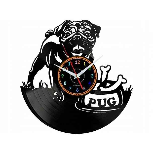 Mops Dárek Originální dekorace do domu Hodiny z vinylové desky