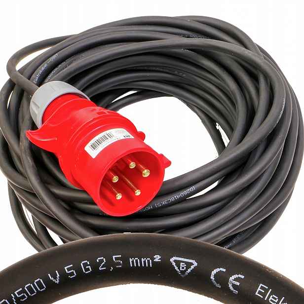 prodlužovací kabel s připojením 32A 5p gumový 5x2,5 19 m