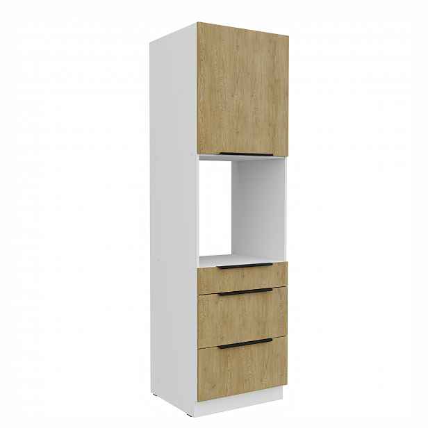 Vysoká skříňka pro vestavnou troubu Cremona 60 DPS-210 3S 1F - Premium Box Barva korpusu: Bílá, Barva dvířek: Dub Cremona