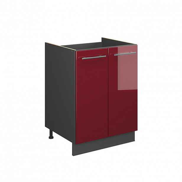 Vicco SKŘÍŇKA POD DŘEZ Fame-Line, Bordó červená vysoký lesk/Antracit, 60 cm