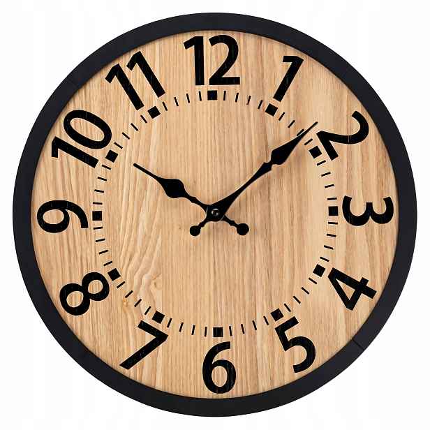 Dřevěný nástěnný budík Abbas 35 cm Tichý plynulý mechanismus Gockowiak