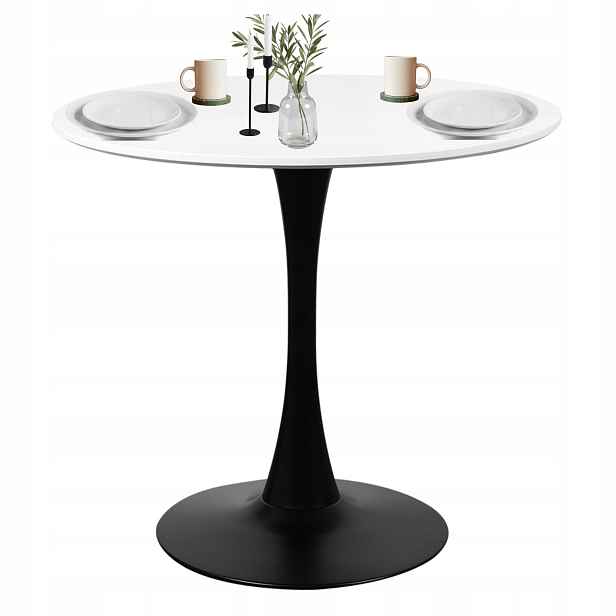 Kulatý Stůl 80 CM Bílý Do Obývacího Pokoje Jídelny Kuchyně Moderní Mdf Velký Loft
