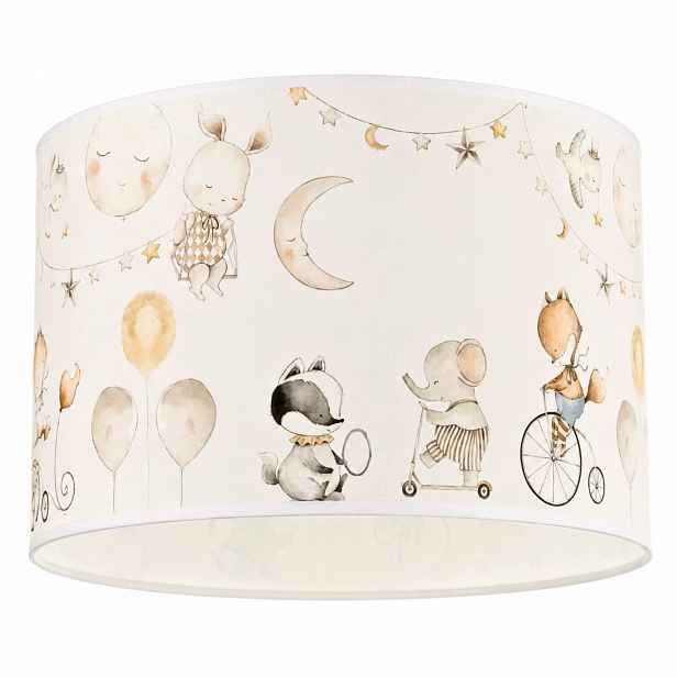 Stínidlo E27 Válec Pro Stropní Lampu Dětská Pastelová Zvířátka 35 CM