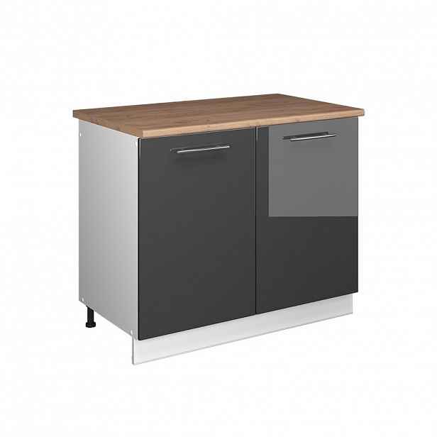 Vicco SKŘÍŇKA POD DŘEZ Fame-Line, Antracitový vysoký lesk/Bílá, 100 cm, PD Dub