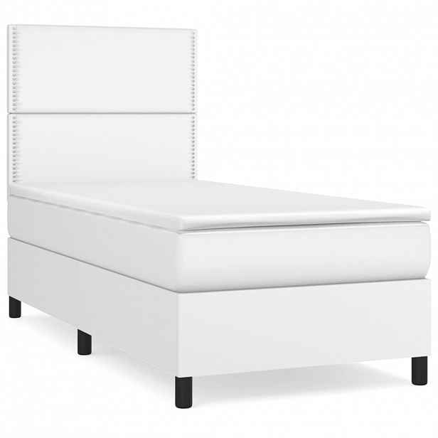 vidaXL Box spring postel s matrací bílá 100x200 cm umělá kůže