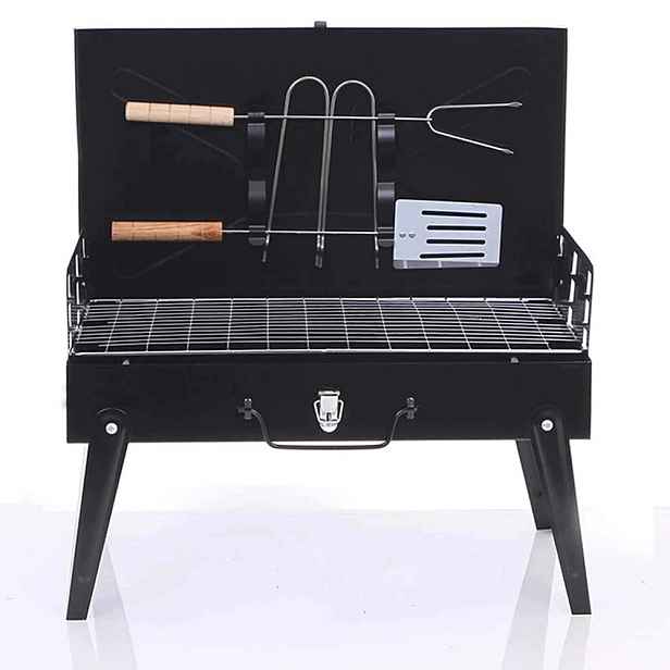 Zahradní Gril Na Uhlí Turistický Přenosný Skládací Kufr Bbq Příslušenství