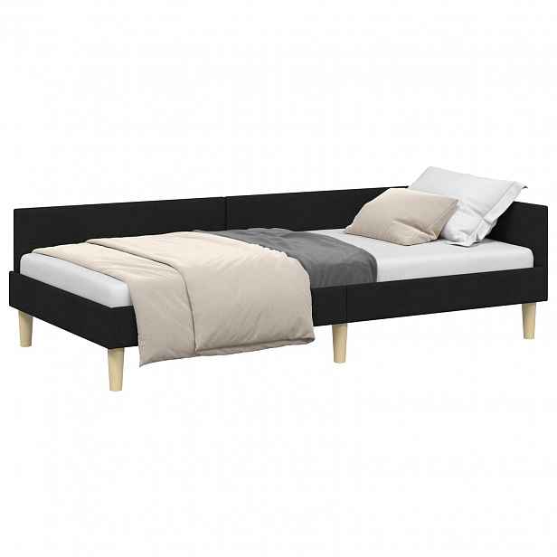vidaXL Rohový rám postele Černý 80 x 200 cm textil