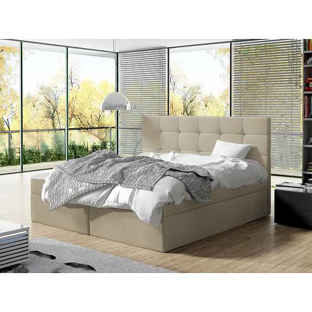 Moderní box spring postel Lipari 180x200, krémová Manila HELCEL