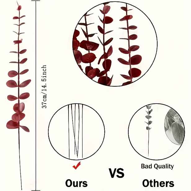 TEMU 12 ks Umělé eukalyptové květiny, vhodné pro Vánoce, svatby, Velikonoce, Den díkůvzdání, Valentýna, středobod v rustikálním stylu, dekorace na