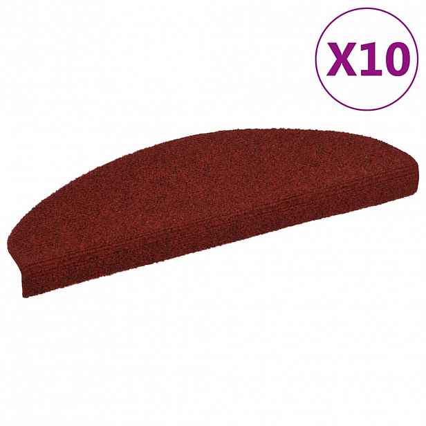 vidaXL Schodové rohože samolepicí 10 ks 65 x 21 x 4 cm vínově červené půlkulaté velké