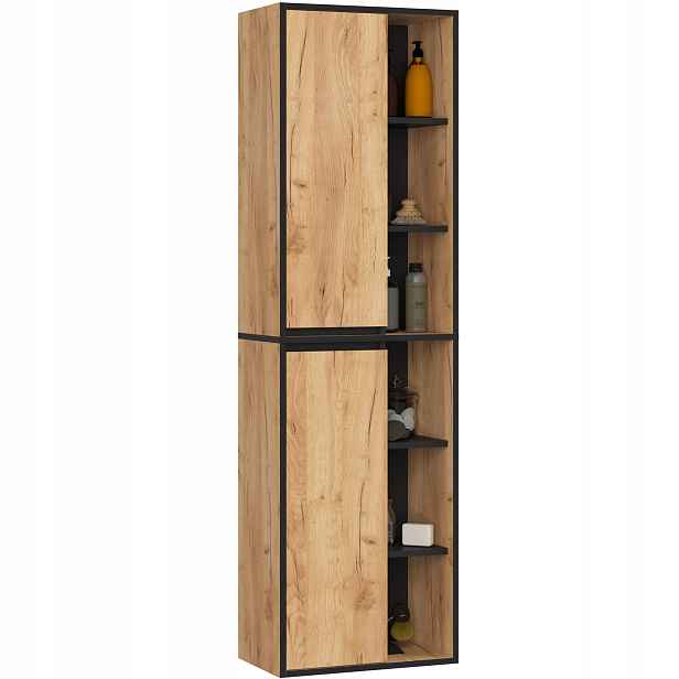 Závěsná Koupelnová Skříňka Vami W50 2D6P Craft/černá Akd