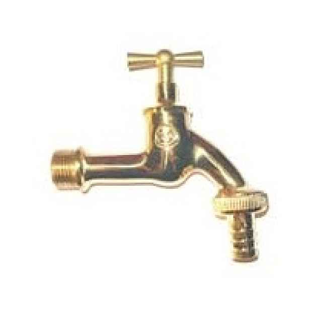 Eco produkty Zahradní mosazný lesklý ventil 1/2" vřetenové zavírání - se šroubením na hadici