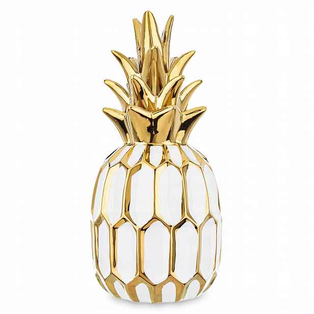 Keramická dekorace ananas bílo-zlatá figurka glamour