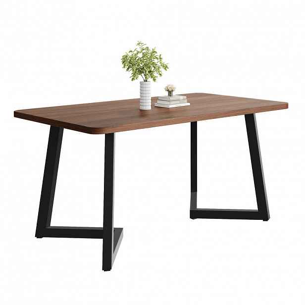 OKWISH JÍDELNÍ stůl 117/68/75 cm černý v ořechovém dekoru z MDF s kovovými nohami