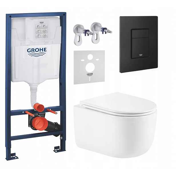 Podomítkový Wc set Grohe s mísou Lesna a tlačítkem Černý Mat