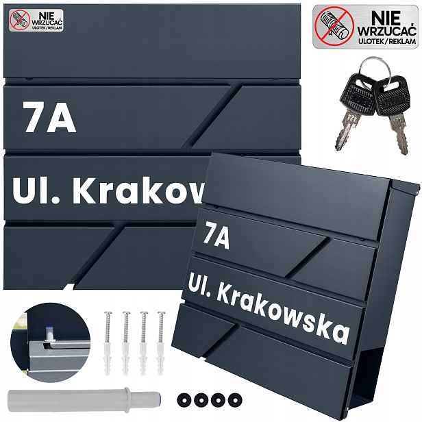 Poštovní Schránka S Adresou A Číslem Domu, Personalizované Antracitové Vzory