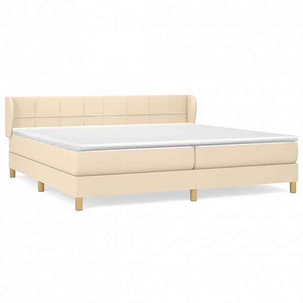 vidaXL Box spring postel s matrací krémová 200x200 cm textil