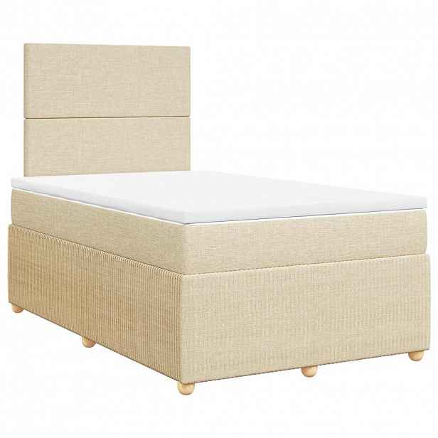 vidaXL Box spring postel s matrací krémová 120x200 cm textil