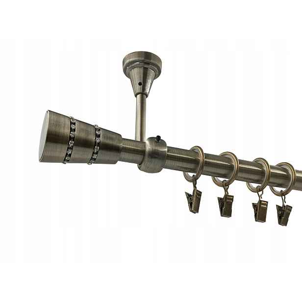 Garnýž Kovový Stropní 19mm galvanizovaný Zlato Antik 140 Cm MIX Koncovek