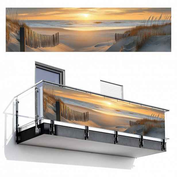 MuchoWow BALKONOVÁ ZÁSTĚNA Pláž - duny - západ slunce 300x80 cm