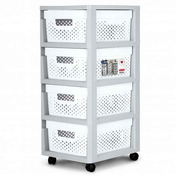 Curver Šedý Regál Skříňka 4 Zásuvky 4x11 L