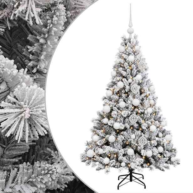 vidaXL Umělý vánoční stromek s baňkami 150 cm 150 LED Teplá bílá