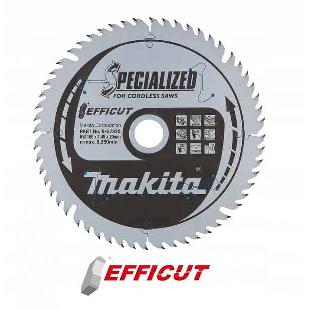 Kotouč na dřevo z Laminátu desek Efficut 165x20 56Z Makita