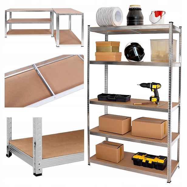 Kovový Garážový Regál Pro Kanceláře Pozink Police Mdf 205x120 1000 kg
