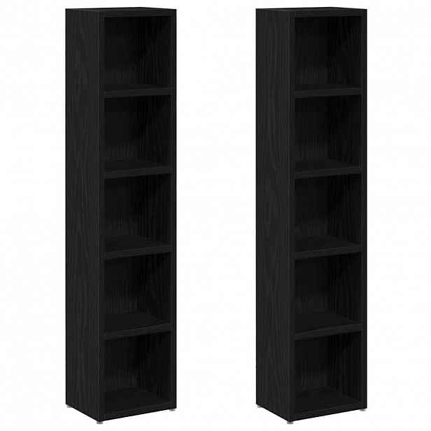 vidaXL Skříňky na CD 2 ks Černý dub 21x16x93,5 cm Dřevěné konstrukce