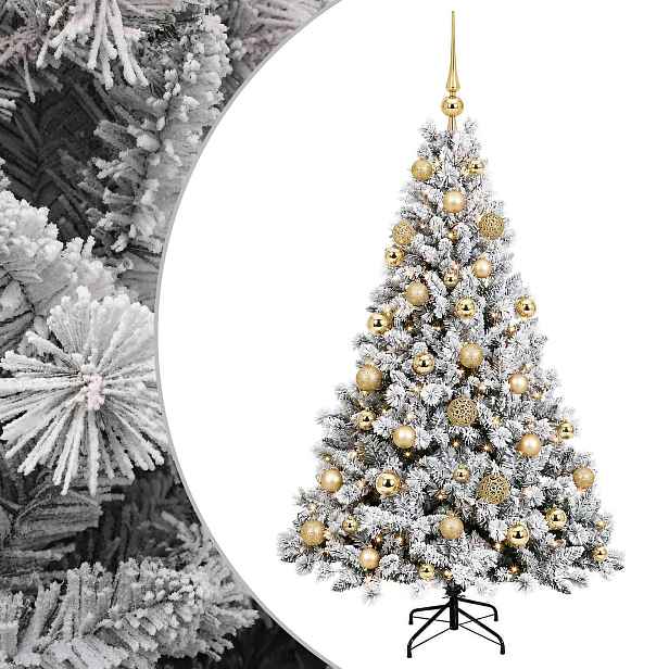 vidaXL Umělý vánoční stromek s baňkami 150 cm 150 LED Teplá bílá