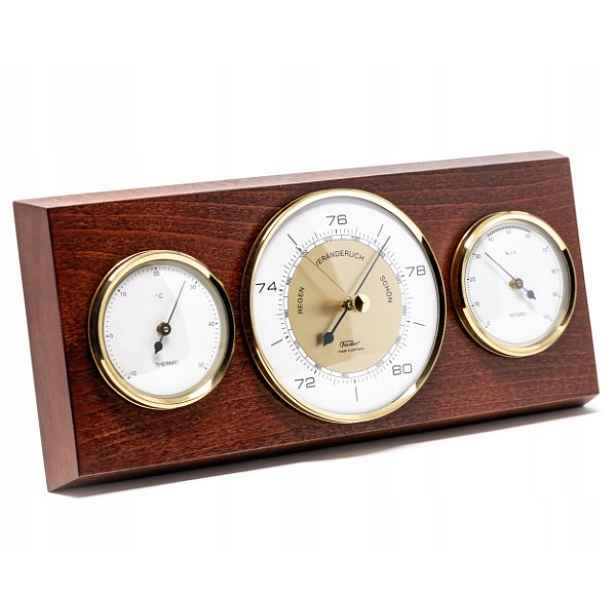 Meteorologická stanice Fischer Retro barometr, vlhkoměr, teploměr, dřevo